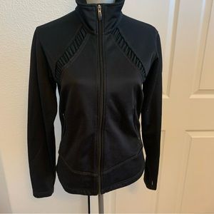 COLUMBIA Titanium black nylon jacket size M with thumb holes and touching decor